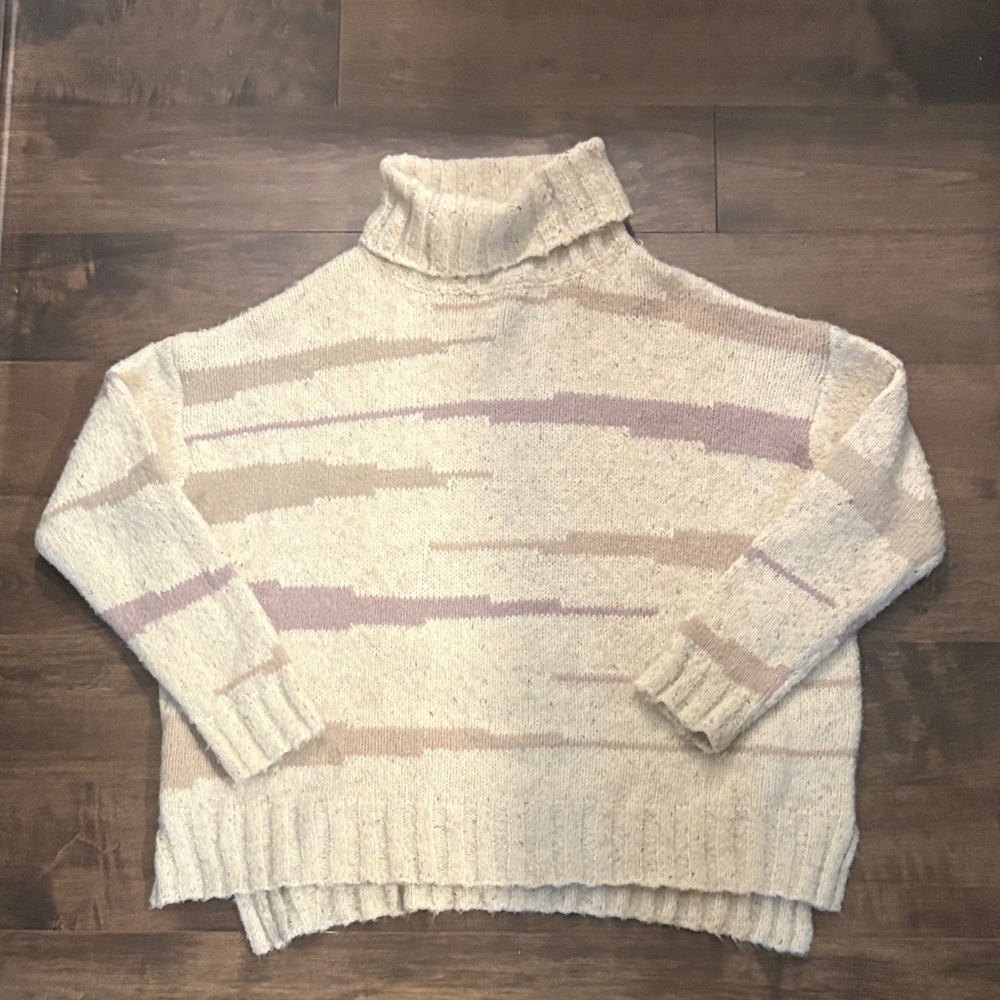 Fate Cream and Purple Turtleneck Sweater